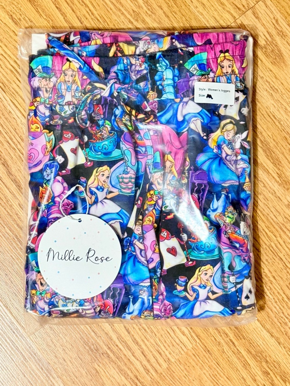 Alice in Wonderland Disney Adult Bamboo Joggers Size Medium Millie Rose